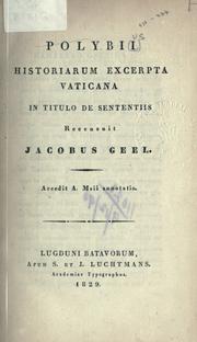 Cover of: Historiarum excerpta Vaticana in titulo De sententiis by Polybius