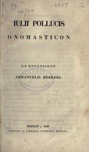 Cover of: Onomasticon. by Julius Pollux, Julius Pollux