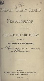 Cover of: French treaty rights in Newfoundland by Winter, James Spearman Sir