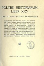 Cover of: Historiarum liber 30, quoad fieri potuit restitutus [de] Samuel Koperberg. by Polybius