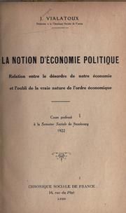Cover of: La notion d'économie politique by Joseph Vialatoux