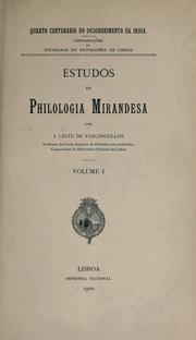 Cover of: Estudos de philologia mirandesa. by J. Leite de Vasconcellos