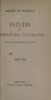 Cover of: Estudis de literatura catalana.: Pròleg de Miquel S. Oliver.