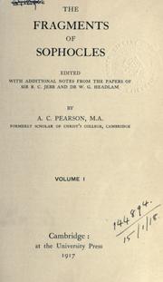 Cover of: Fragments: edited with additional notes from the papers of Sir R.C. Jebb and W.G. Headlam by A.C. Pearson.