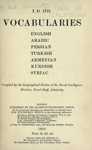 Cover of: Vocabularies: English, Arabic, Persian, Turkish, Armenian, Kurdish, Syriac.