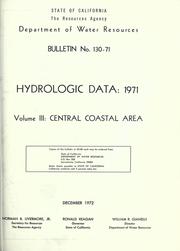 Cover of: Hydrologic data, 1971. by California. Dept. of Water Resources.