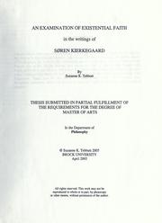 Cover of: examination of existential faith in the writtings of Søren Kierkegaard