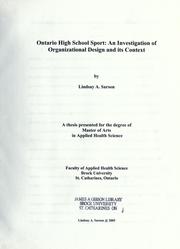 Ontario high school sport by Lindsay A. Sarson