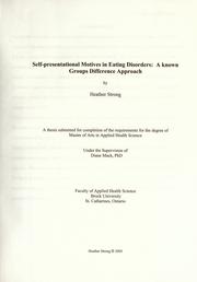 Cover of: Self-presentational motives in eating disorders: a known groups difference approach