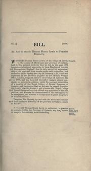 Cover of: Bills. by Ontario. Legislative Assembly., Ontario. Legislative Assembly.