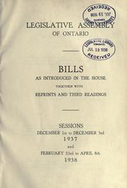 Cover of: Bills. by Ontario. Legislative Assembly., Ontario. Legislative Assembly.