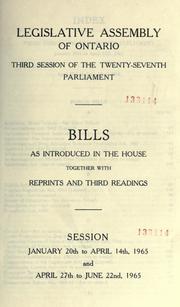 Cover of: Bills. by Ontario. Legislative Assembly., Ontario. Legislative Assembly.