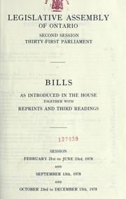 Cover of: Bills. by Ontario. Legislative Assembly., Ontario. Legislative Assembly.