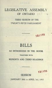 Cover of: Bills. by Ontario. Legislative Assembly., Ontario. Legislative Assembly.