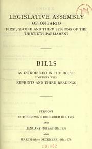 Cover of: Bills. by Ontario. Legislative Assembly., Ontario. Legislative Assembly.