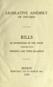 Cover of: Bills. by Ontario. Legislative Assembly., Ontario. Legislative Assembly.