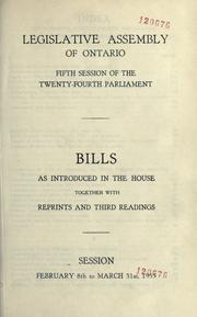 Cover of: Bills. by Ontario. Legislative Assembly., Ontario. Legislative Assembly.