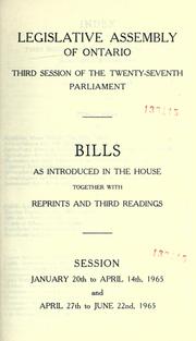 Cover of: Bills. by Ontario. Legislative Assembly., Ontario. Legislative Assembly.