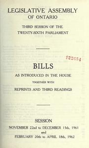 Cover of: Bills. by Ontario. Legislative Assembly., Ontario. Legislative Assembly.