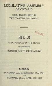 Cover of: Bills. by Ontario. Legislative Assembly., Ontario. Legislative Assembly.