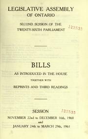 Cover of: Bills. by Ontario. Legislative Assembly., Ontario. Legislative Assembly.