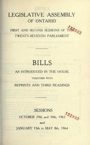 Cover of: Bills. by Ontario. Legislative Assembly., Ontario. Legislative Assembly.