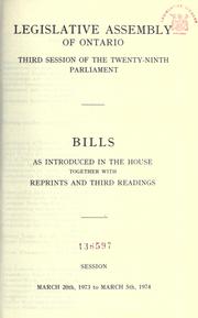 Cover of: Bills. by Ontario. Legislative Assembly.