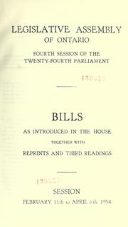Bills by Ontario. Legislative Assembly.