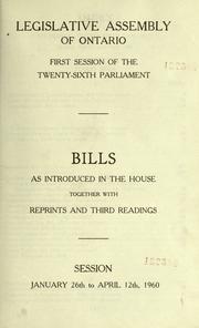 Cover of: Bills. by Ontario. Legislative Assembly.