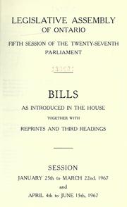 Cover of: Bills. by Ontario. Legislative Assembly., Ontario. Legislative Assembly.