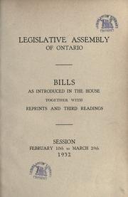 Cover of: Bills. by Ontario. Legislative Assembly.