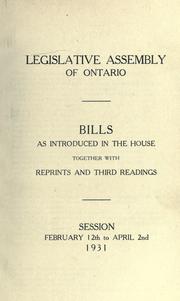 Cover of: Bills. by Ontario. Legislative Assembly., Ontario. Legislative Assembly.