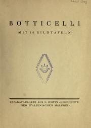 Cover of: Die italienische Malerei des XV Jahrhunderts. by Justi, Ludwig