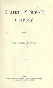 Cover of: Dialektický slovník moravský.