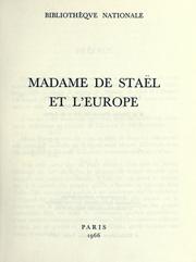 Cover of: Madame de Staël et l'Europe, Paris, 1966