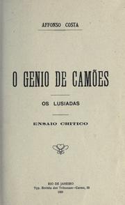 Cover of: O genio de Camões, Os Lusiadas by Affonso Costa, Affonso Costa