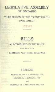 Cover of: Bills. by Ontario. Legislative Assembly.