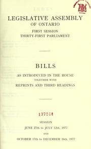 Cover of: Bills. by Ontario. Legislative Assembly.