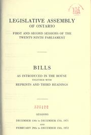 Cover of: Bills. by Ontario. Legislative Assembly.