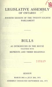 Cover of: Bills. by Ontario. Legislative Assembly.