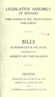 Cover of: Bills. by Ontario. Legislative Assembly., Ontario. Legislative Assembly.