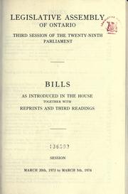 Cover of: Bills. by Ontario. Legislative Assembly., Ontario. Legislative Assembly.