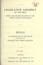 Cover of: Bills. by Ontario. Legislative Assembly.