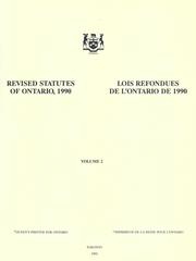 Cover of: Revised statutes of Ontario, 1990 =: Lois refondues de l'Ontario de 1990.