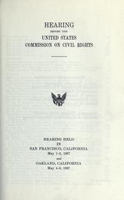 Cover of: Hearing before the United States Commission on Civil Rights