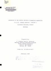 Cover of: Addendum to the status review of Howellia aquatilis, U.S.D.A. Forest Service, Region 1, Flathead National Forest, Montana