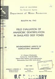 Cover of: Field evaluation of anaerobic denitrification in simulated deep ponds: bio-engineering aspects of agricultural drainage.