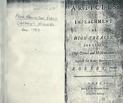 Cover of: Articles of impeachment of high treason | Great Britain. Parliament. House of Commons.