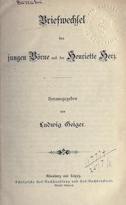 Cover of: Briefwechsel des jungen Börne und der Henriette  Herz