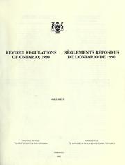Cover of: Revised regulations of Ontario, 1990 = | Ontario.